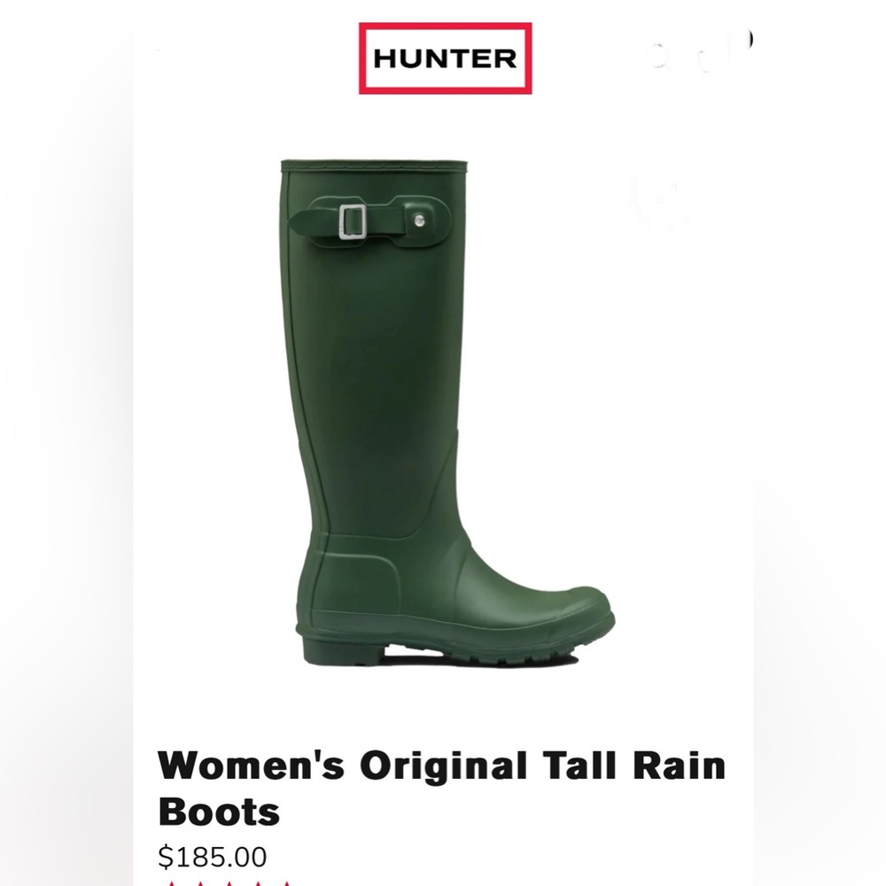 Brand new, Hunter Original Tall Rain boot in beautiful Hunter Green